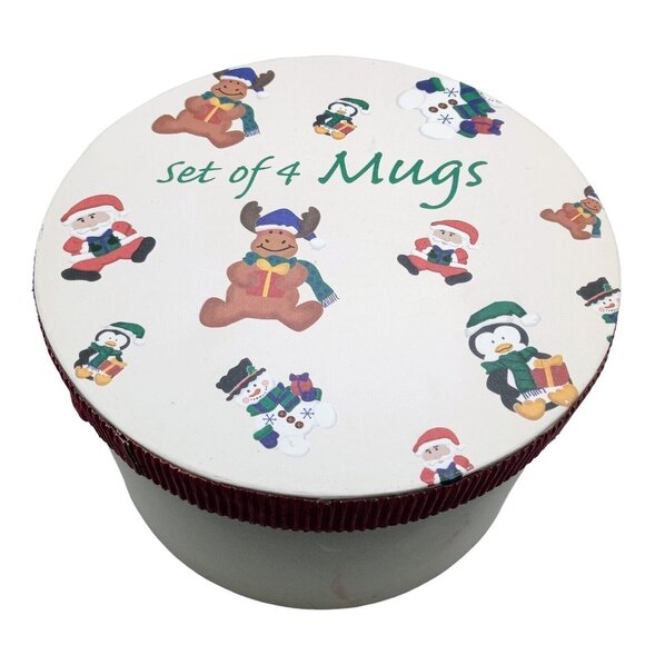 Festive Holiday Winter Mugs Set of 4 Cocoa Coffee Cider Christmas Get-Togethers - Picture 9 of 9